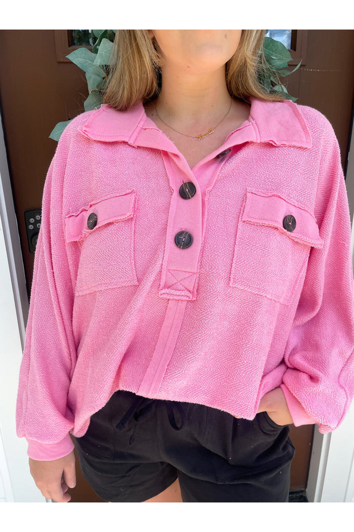 Made For You French Terry Pullover in Pink