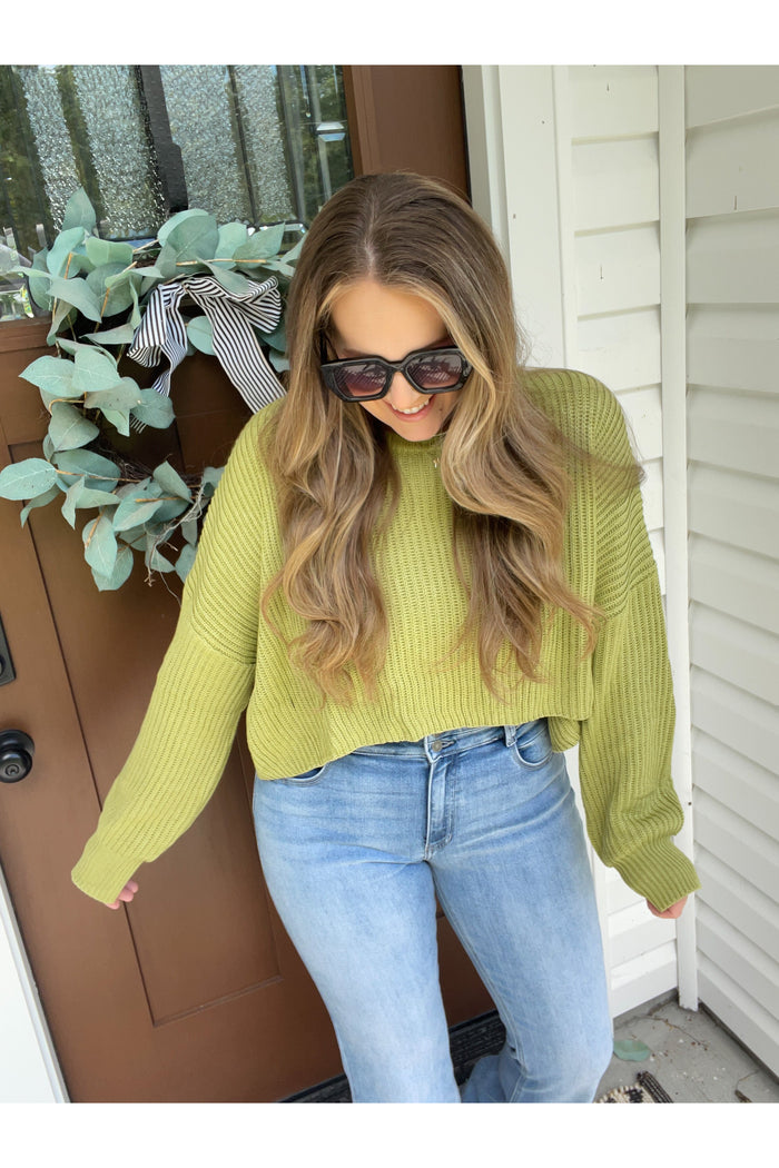 Avocado Lime Cropped Sweater