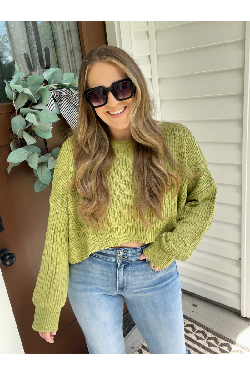 Avocado Lime Cropped Sweater