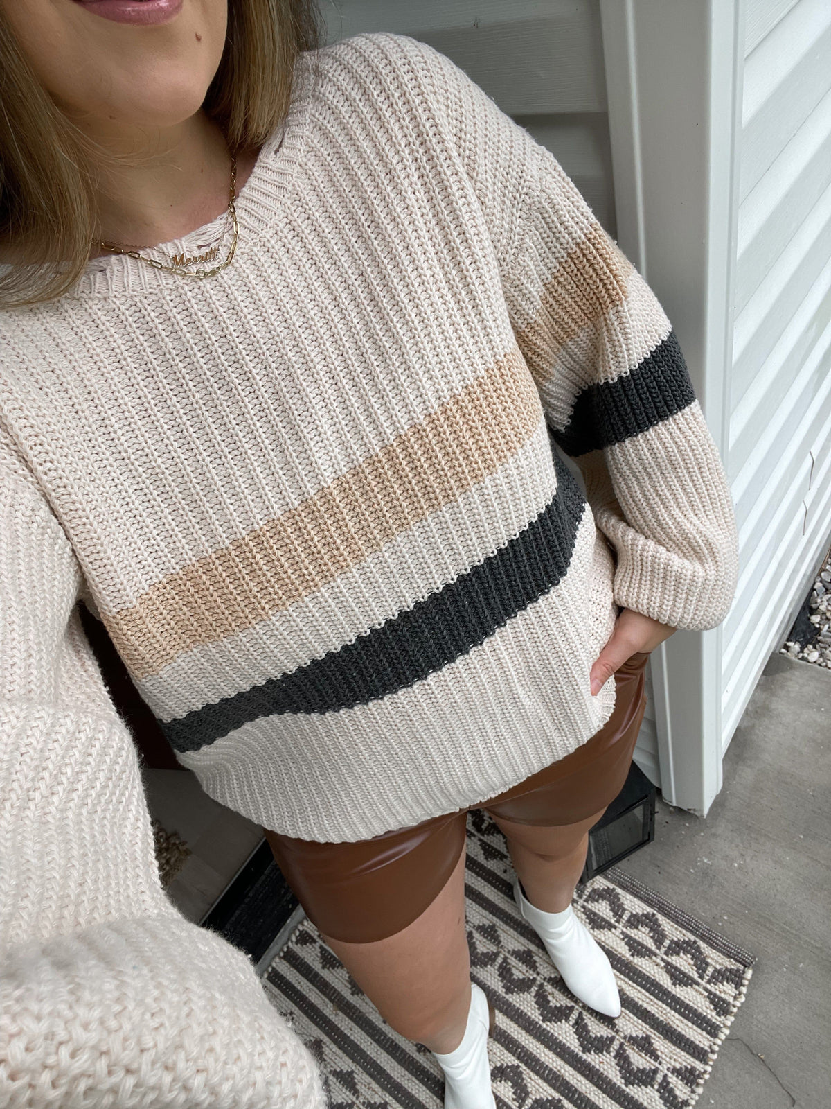 Forever Dreaming Stripe Distressed Sweater