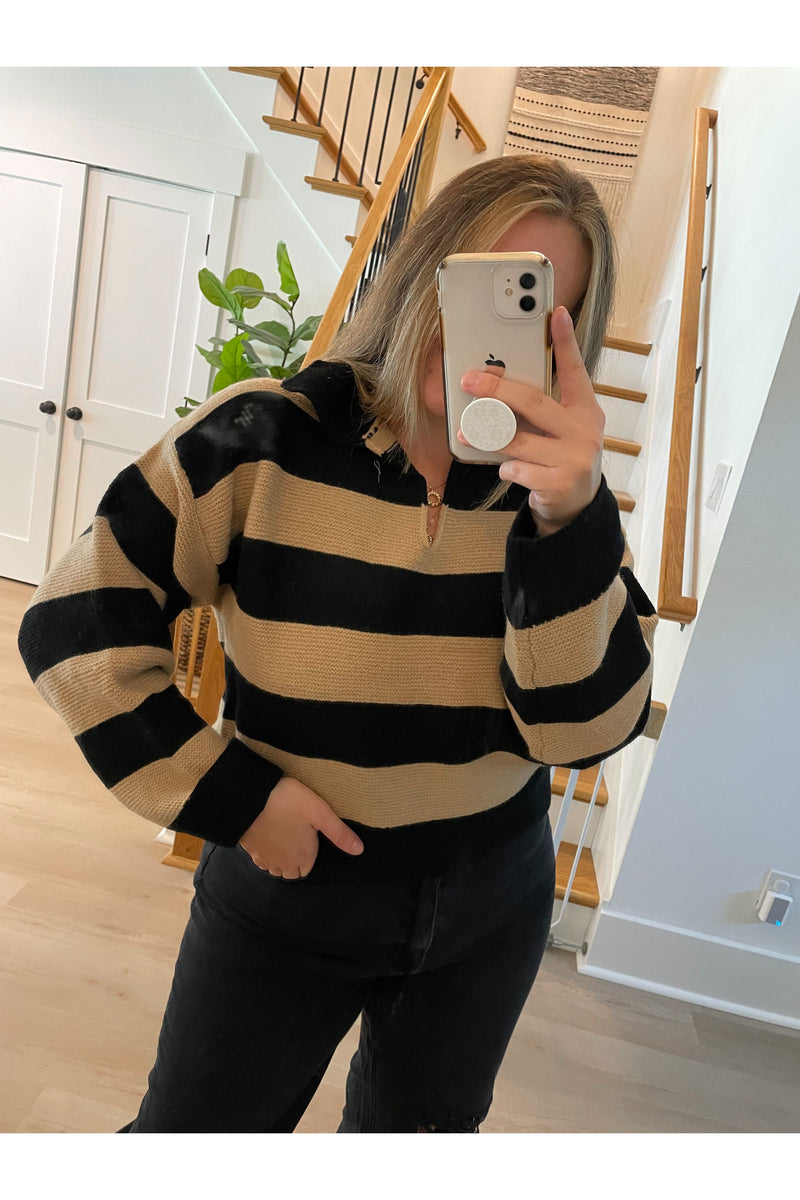 The Hamptons Stripe Collard Sweater