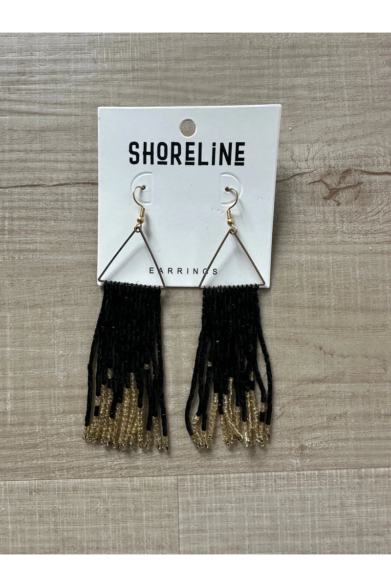 Shoreline Black and Gold Beaded Earrings
