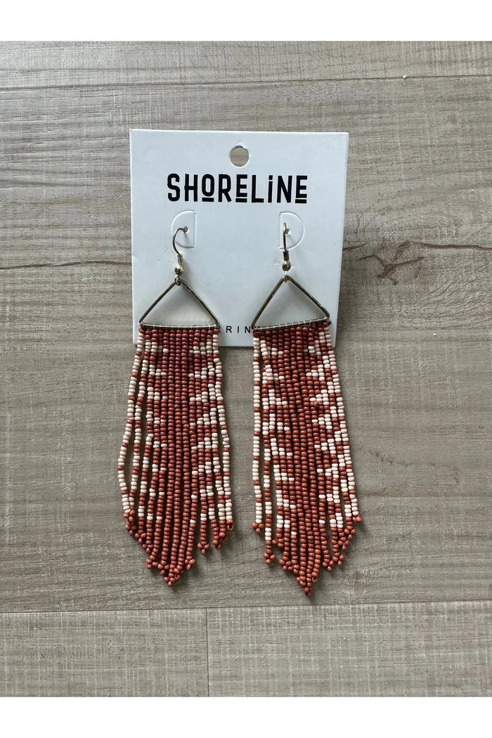 Shoreline Rust Aztec Beaded Earrings