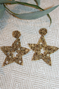 Gold beaded star earrings