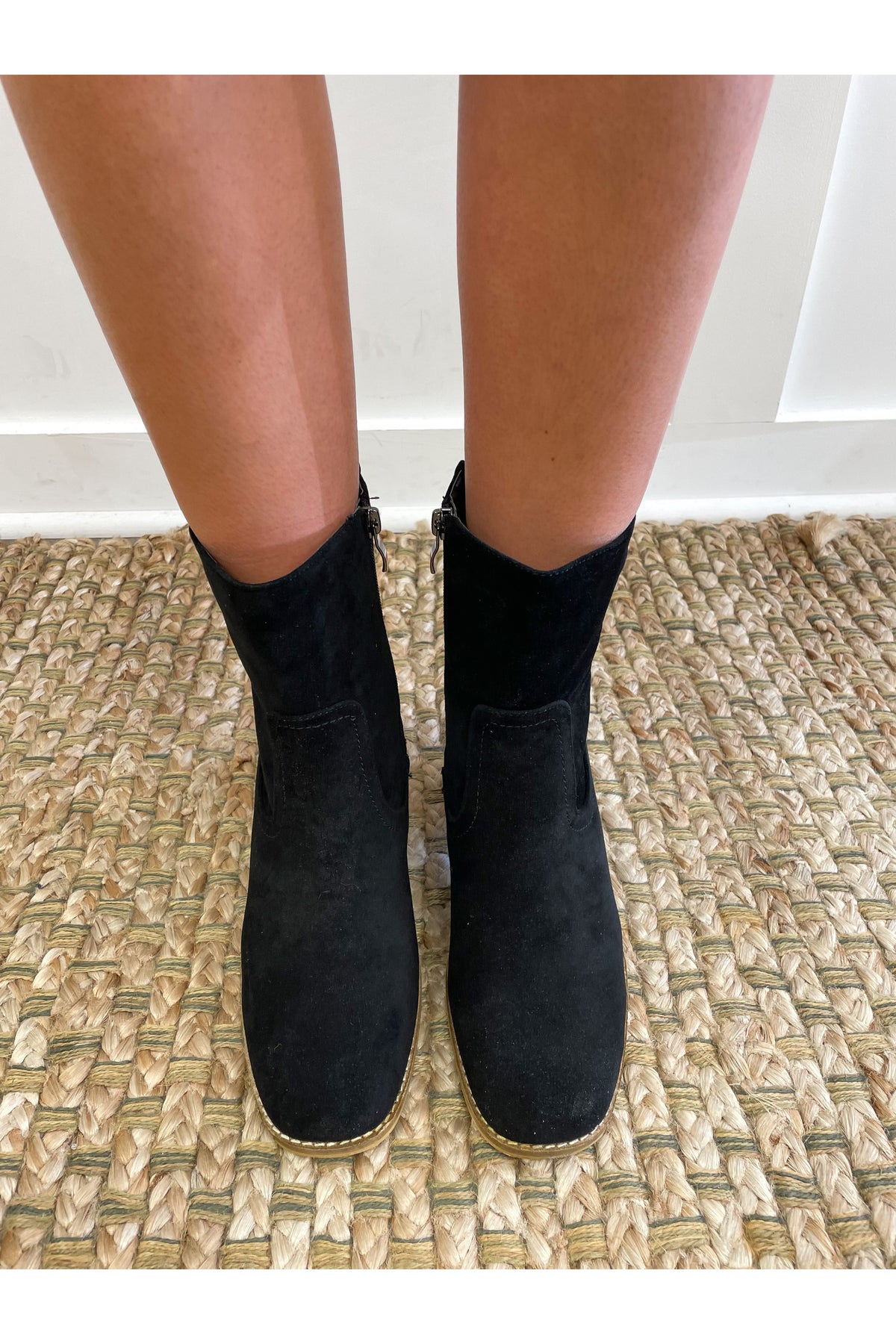 Giselle Suede Bootie in Black