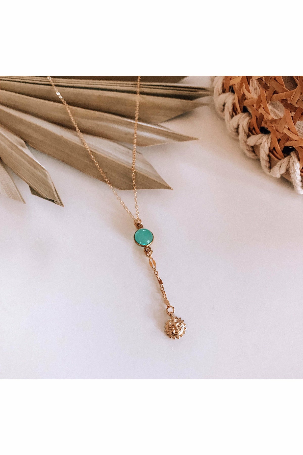 Sun&Faceted Lariat Necklace