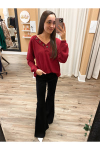 $20 Waffle Knit Top in Red