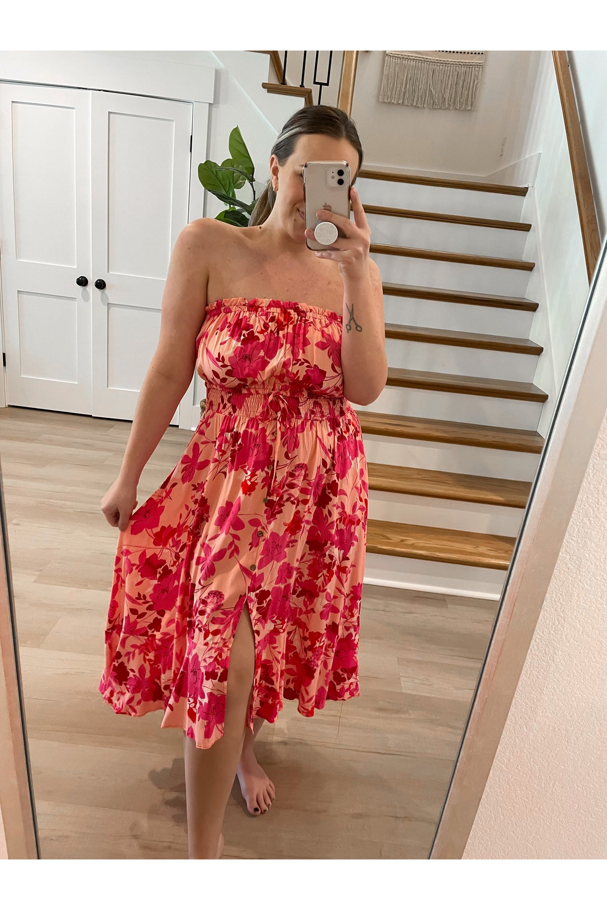 Lovers Way Floral Strapless Midi Dress
