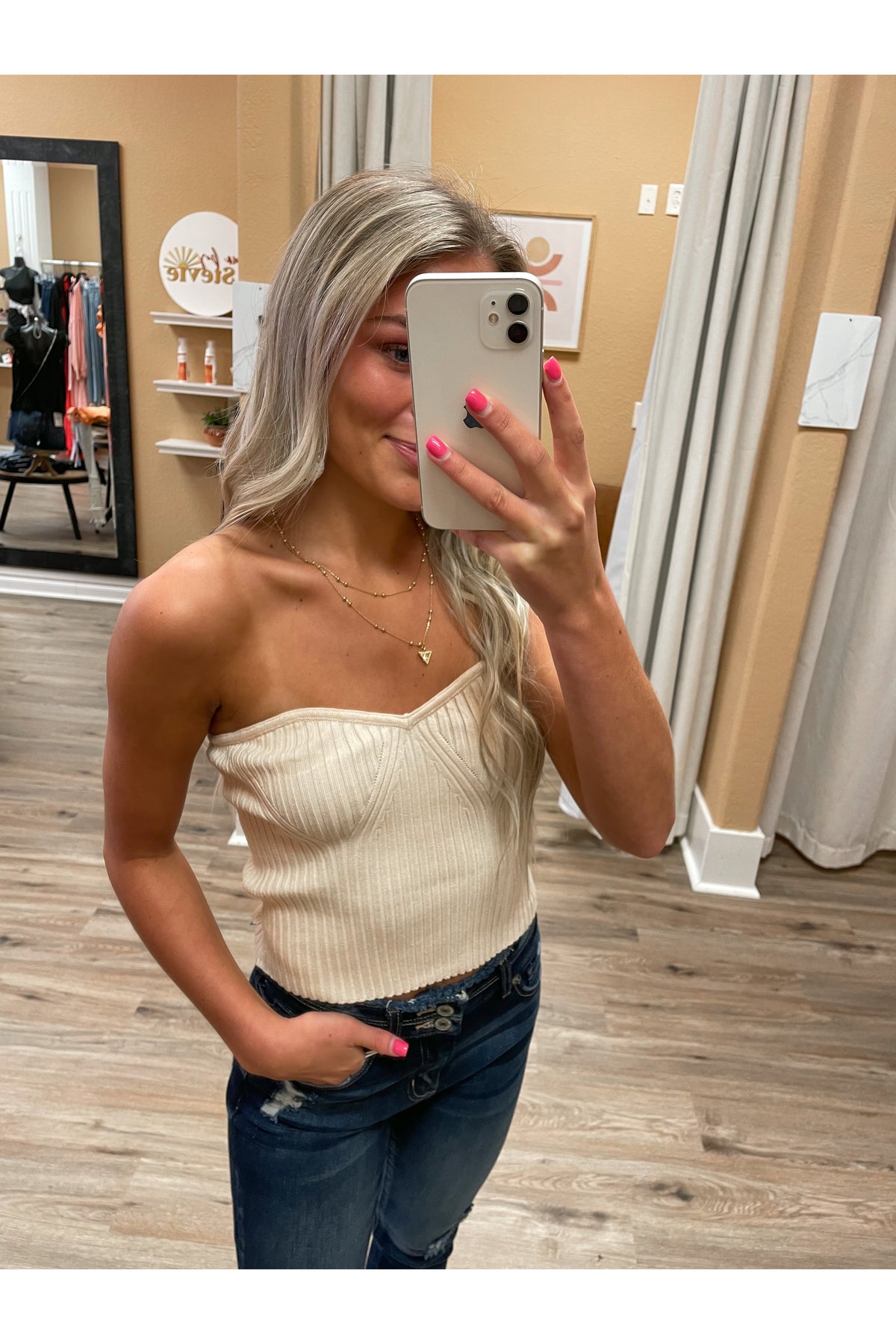 I'm Just Saying Strapless Knit Top