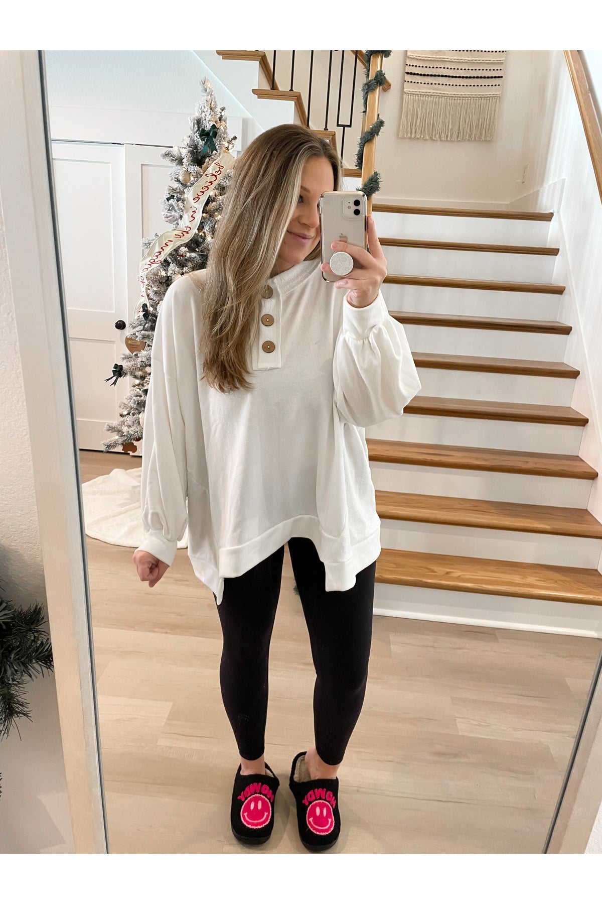 Staying Home French Terry Top in White