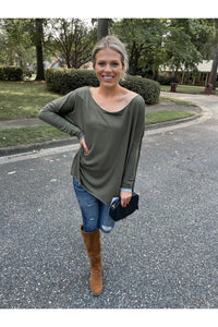 Lean With It Top in Olive