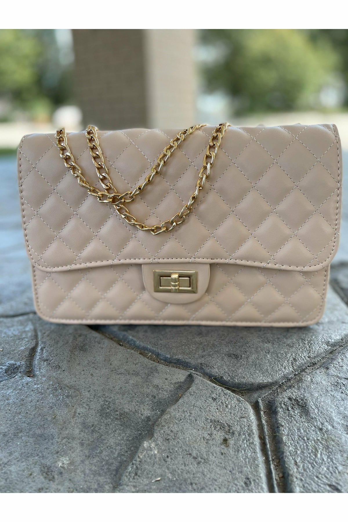 Designer Feels Quilted Purse in Pearl