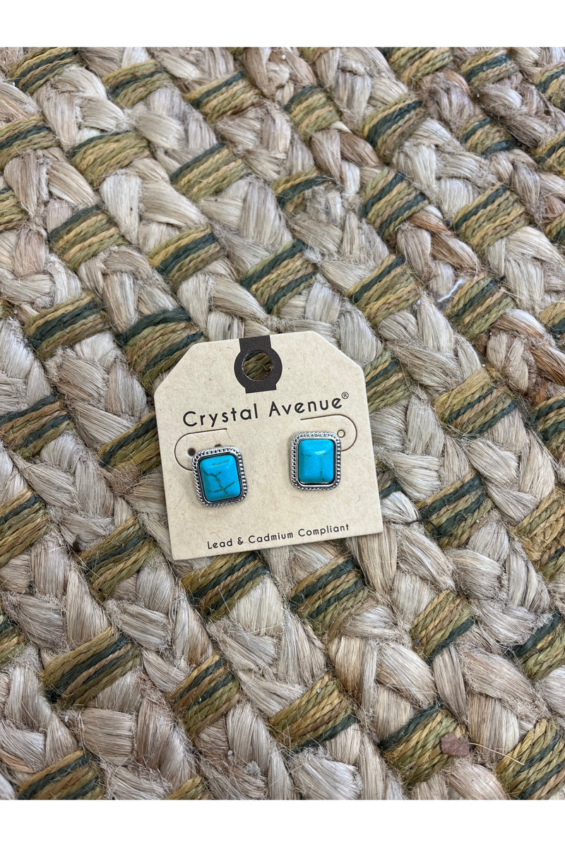 Square Faux Turquoise Studs