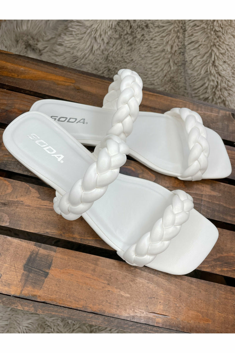 Zara Braided White Sandals