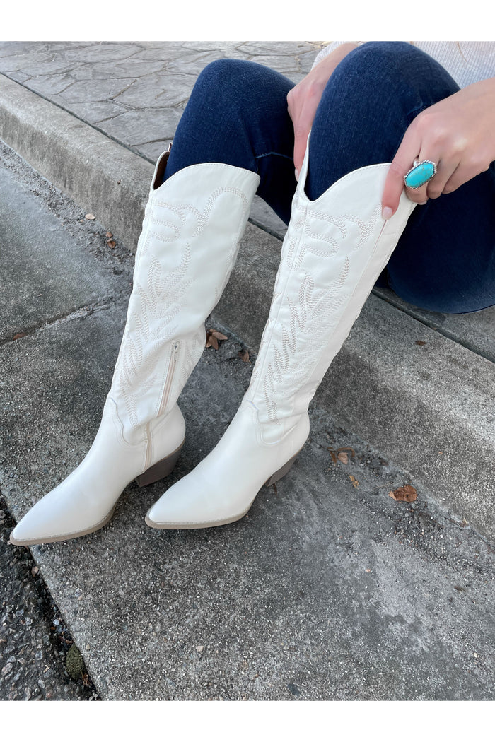 Dutton Tall White Cowgirl Boots