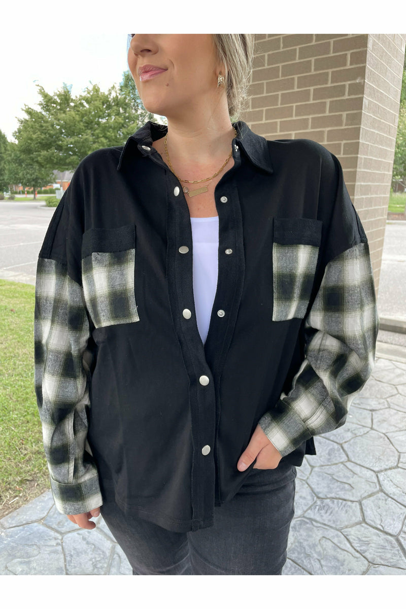 Tailgate Down Contrast Flannel in Black